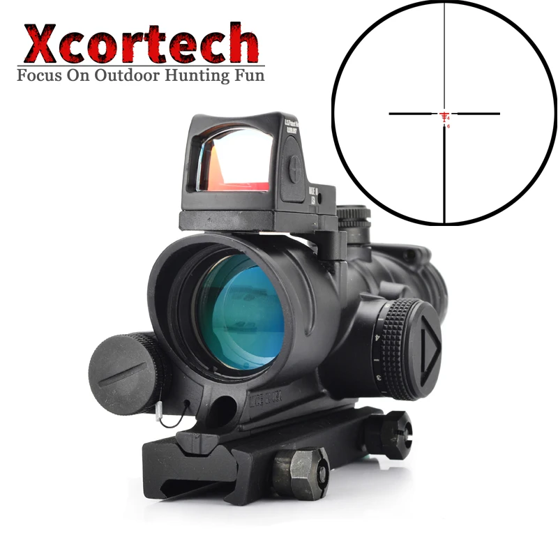 Тактический ACOG 4x32 красный прибор ночного видения для освещения прицельная сетка для прицела с рефлекторной регулируемой мин красной точки зрения для страйкбола охоты