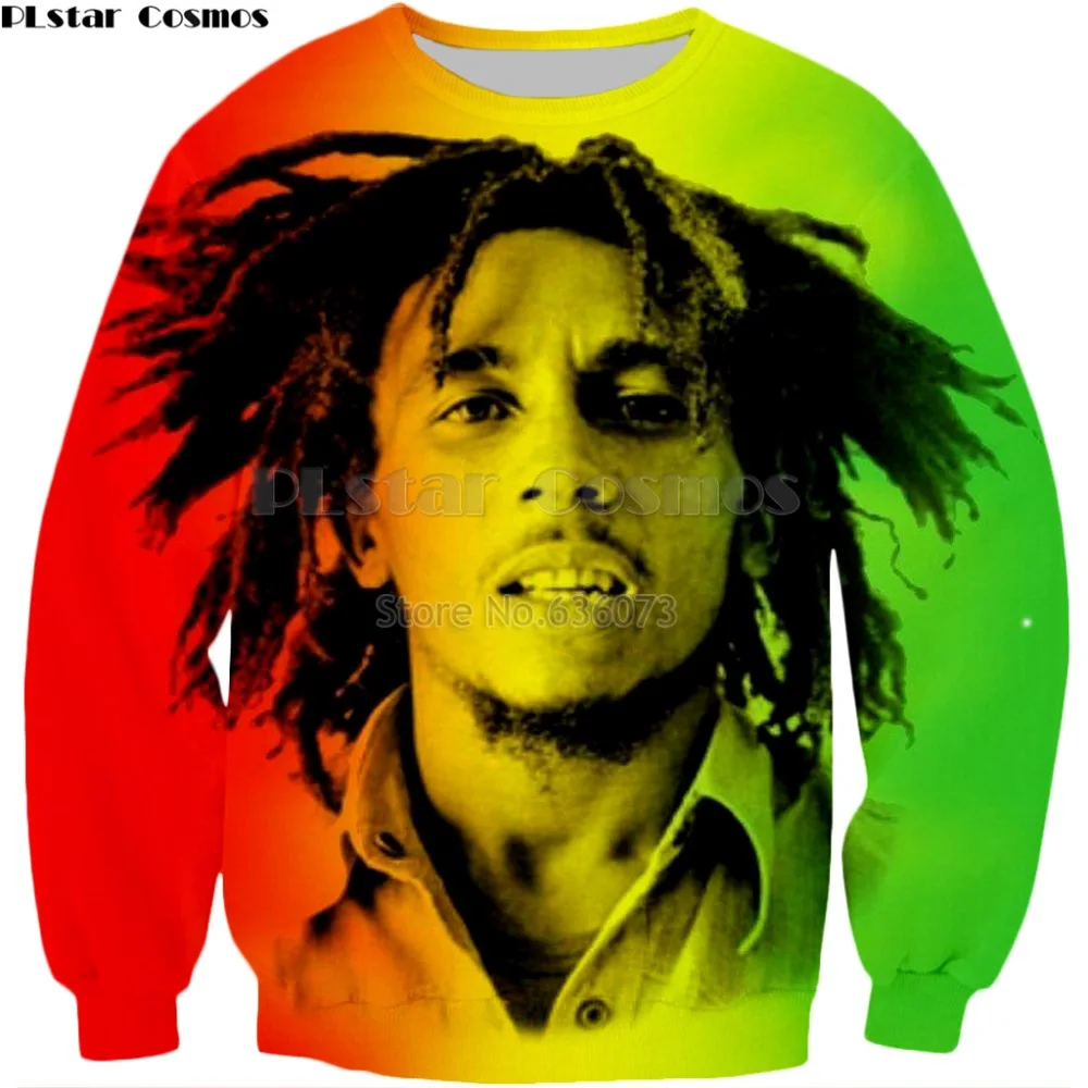 

PLstar Cosmos Brand clothing 2018 New style Hip hop Sweatshirt Reggae Bob Marley characters Print 3d Men's Women's Pullovers
