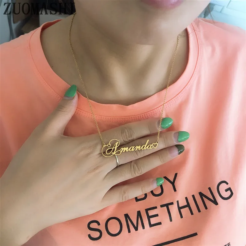 Персонализированное ожерелье с крошечным сердцем персонализированное ручной