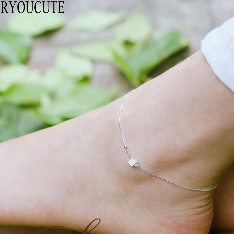 Новые поступления модные браслеты на ногу серебряного цвета в форме кубиков для