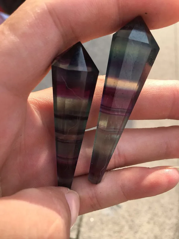 Natural seven-color fluorite handmade single point pendant pillar magic wand household decoration | Дом и сад