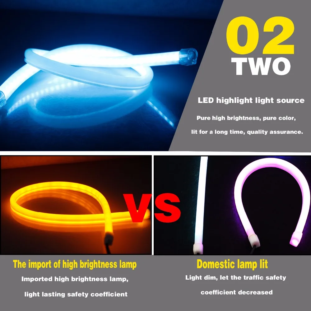 Дневные ходовые светильник GEETANS 2 шт. 30 см 45 60 гибкая мягкая трубка направляющая