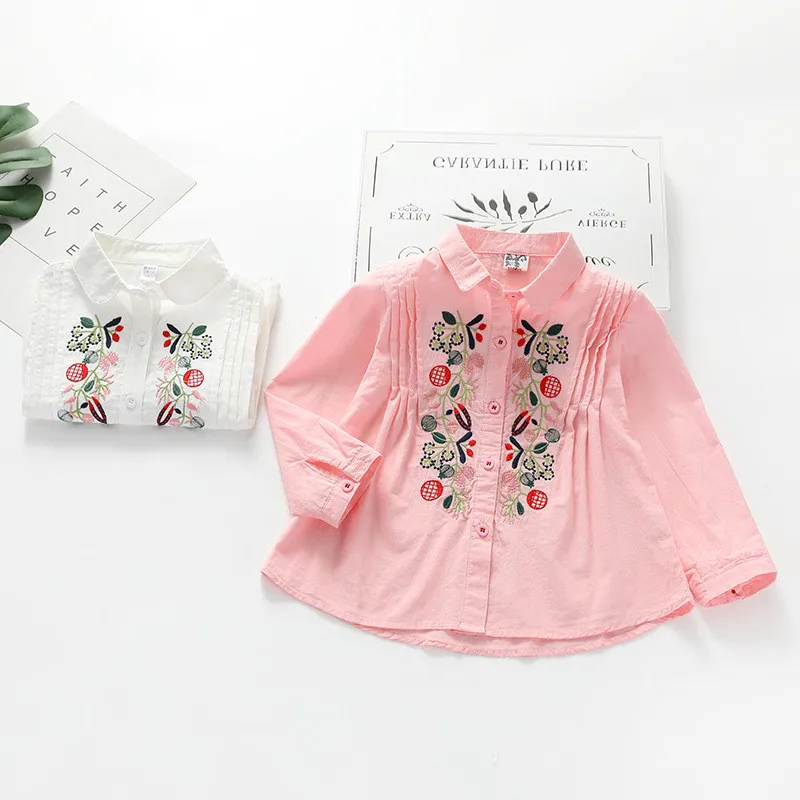 Новинка 2019 весенние блузки для девочек детская одежда рубашка с воротником