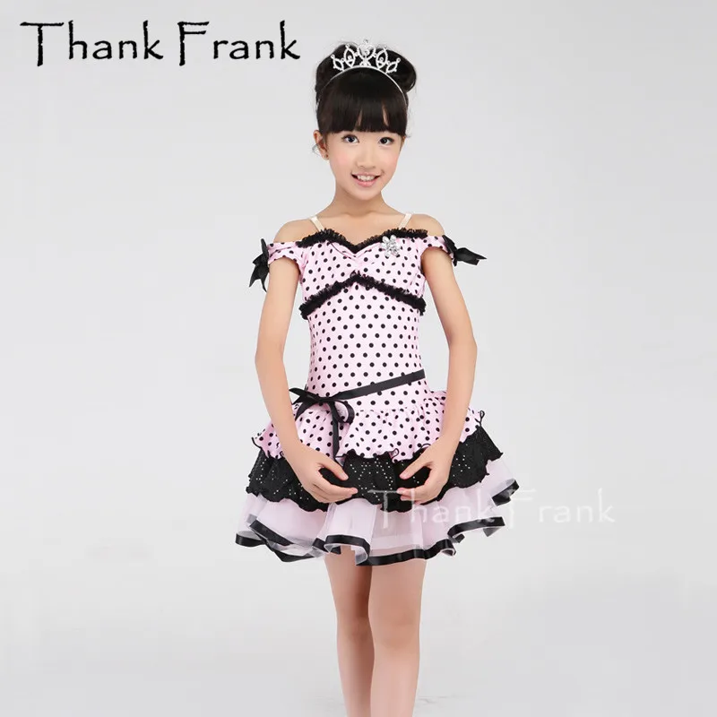 Балетное платье пачка в горошек для девочек Детский костюм пианино на одно плечо
