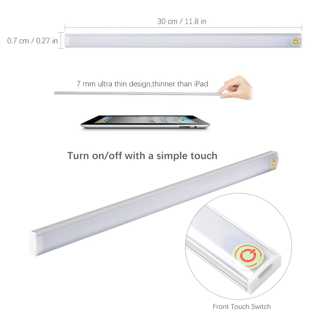 Светодиодная лампа с сенсорным датчиком USB для кухонного шкафа освещение