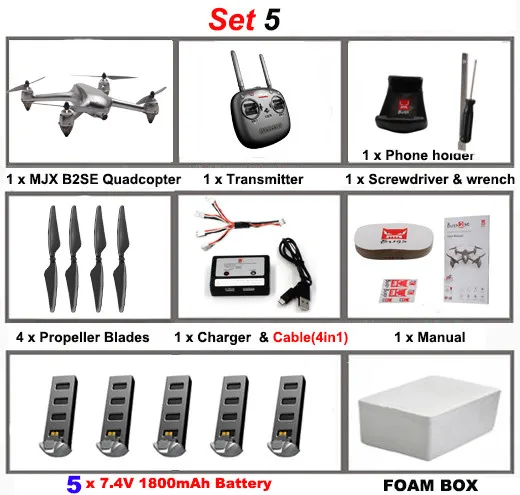 MJX B2SE бесщеточный двигатель RC Drone 1080 P HD камера 5 г Wi Fi FPV системы Точные gps высота удерживайте умный полет один ключ следовать Quadcopter - Цвет: Set5