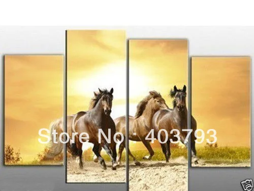 buy at disscount price 4PC horses running modern art wall decoration oil painting no framed  free shipping