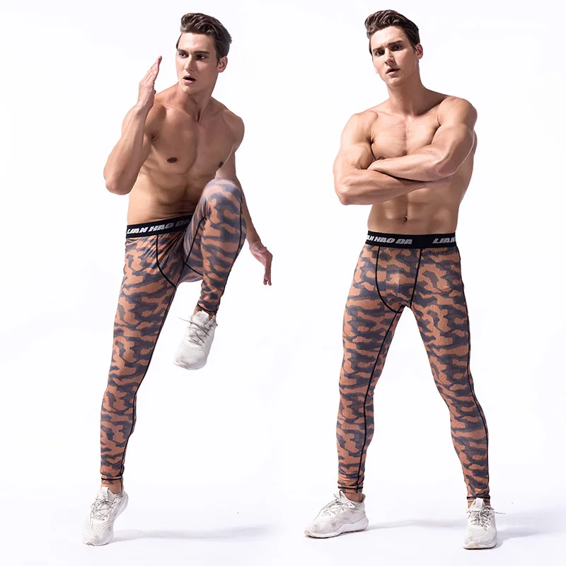 Мужские компрессионные колготки длинные штаны эластичные для фитнеса активного