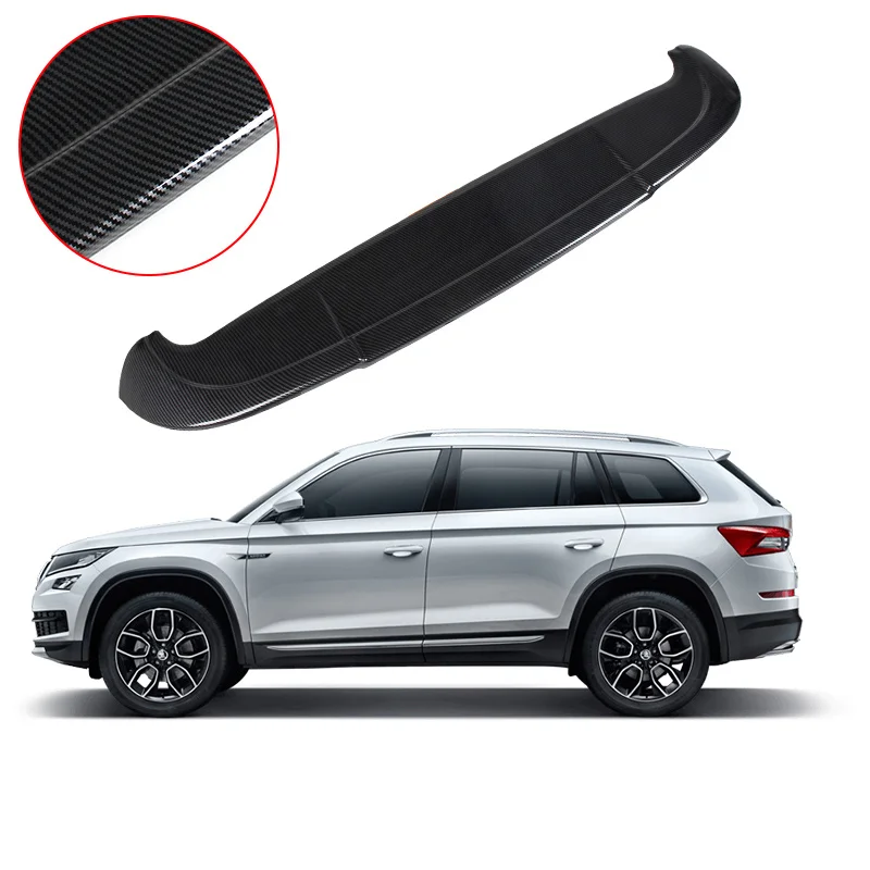 Автомобильный задний спойлер из углеродного волокна для Skoda Kodiaq, внешний белый черный спойлер, багажник, задний багажник, крыло, автомобильные аксессуары - Цвет: carbon fiber