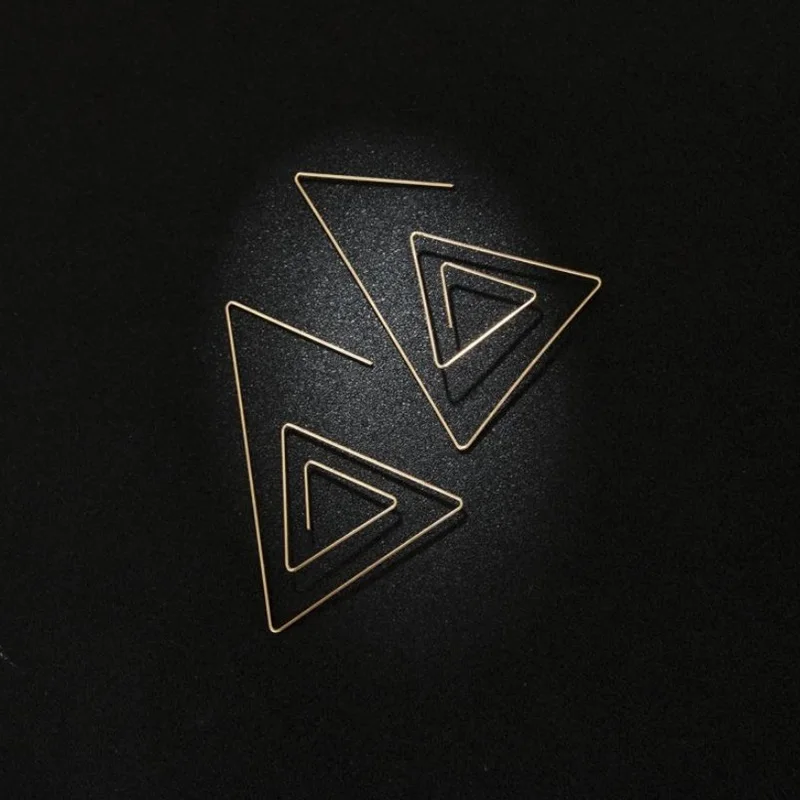 Женские серьги подвески с треугольным кольцом золотистые и Серебристые для