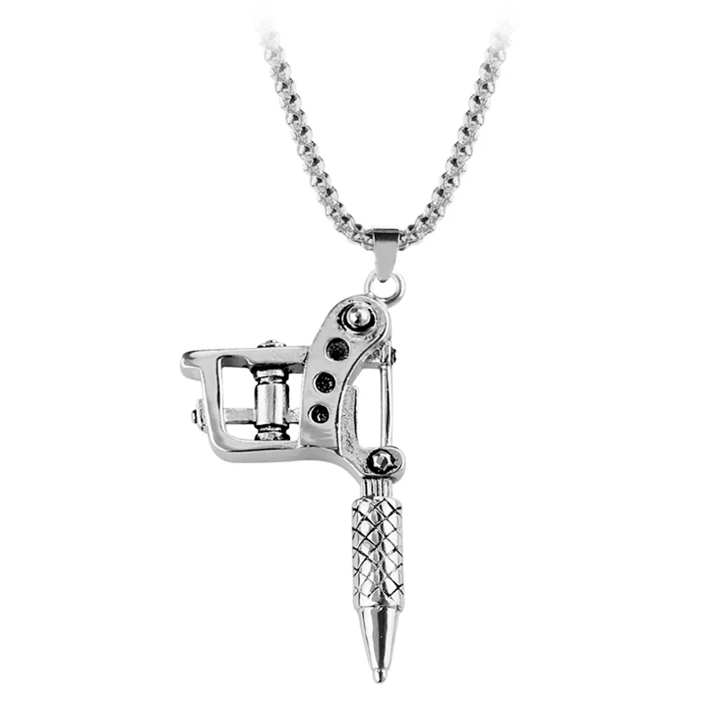 Tattoo Machine Tool Pendant Necklace Punk Vintage Necklace For Women & Men Hip Hop Rock Gift Jewelry Choker Necklace