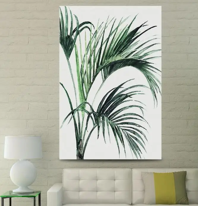 

Watercolor Green Plants Leaves Canvas Paintings Nordic Scandinavian Wall Decor Canvas Picture for Living Room Home Decor