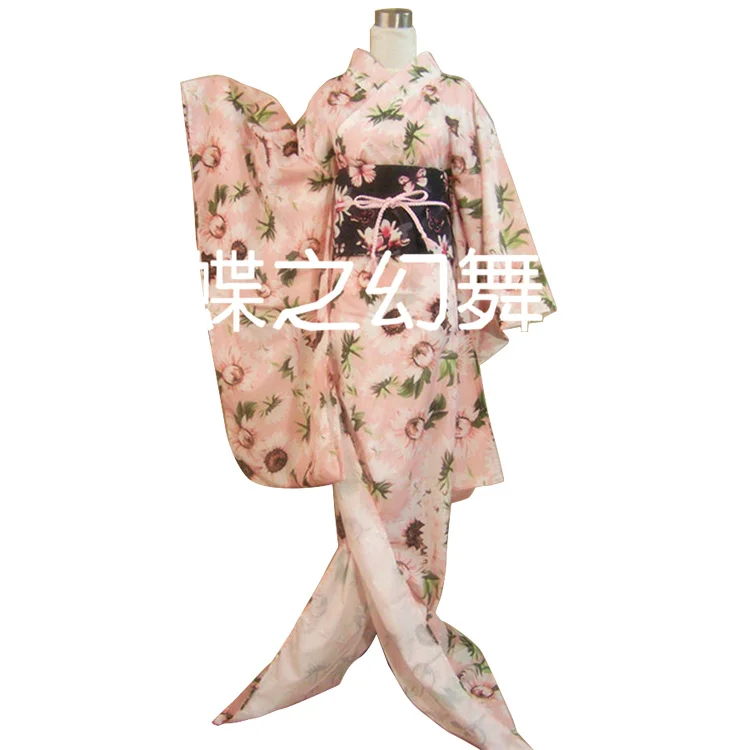 Японское кимоно Furisode для женщин цветочный юката длинный традиционный костюм