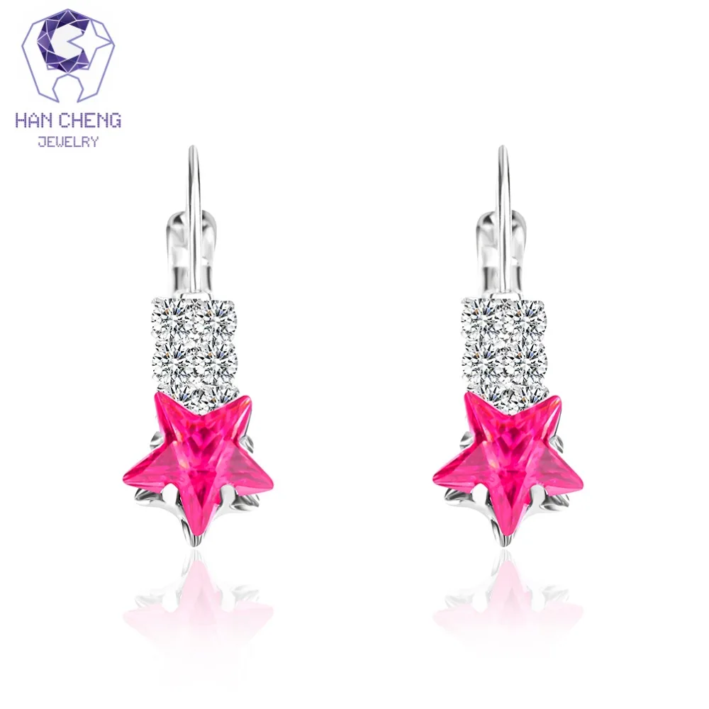 Серьги гвоздики женские с кристаллами и звездой|crystal stud earrings|drop earringsfashion earrings |