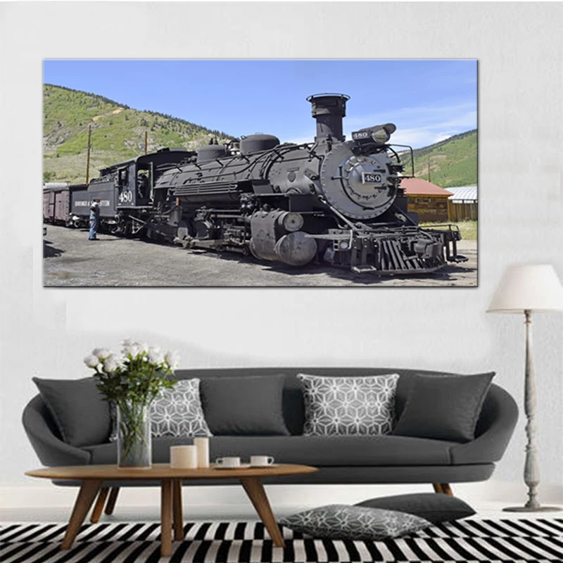 Большая Картина на холсте Осенняя железная дорога Фотофон для домашнего декора