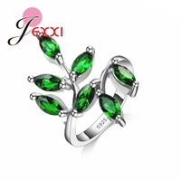 new design green crystal rings women 925 sterling silver fashion ladies wedding engagement party rings