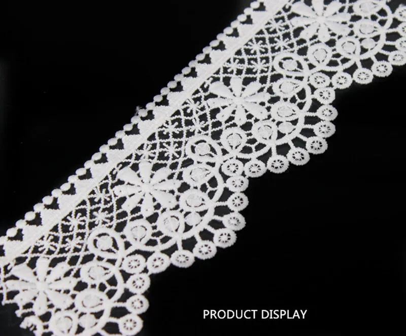 Белая вышитая отделка Цветочная кружевная Лента украшение мотив Ткань для шитья