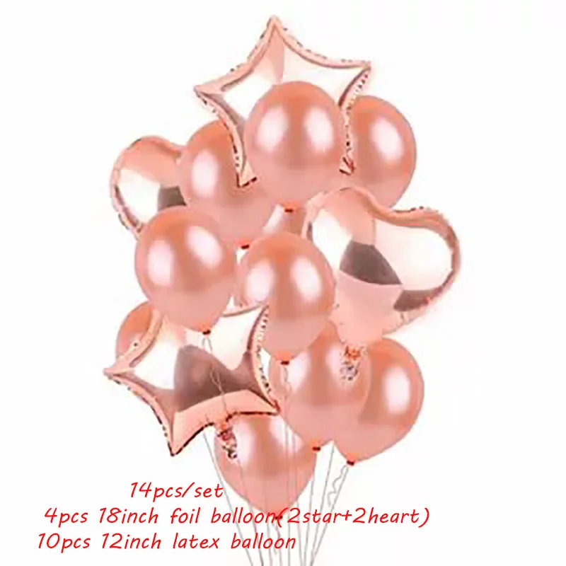 rose gold 14 шт мульти воздушный шар "Конфетти" с днем рождения, розовое золото, Гелиевый шар, воздушные шары, украшения, свадебные праздничные вечерние принадлежности - Цвет: rose gold