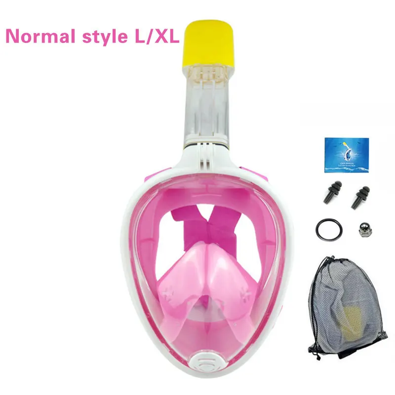 Normal Pink L XL Маска для дайвинга, для всего лица, анти-туман, маска для подводного плавания, маска для подводной охоты, для детей/взрослых, очки, тренировочное снаряжение для дайвинга - Цвет: Normal Pink L XL