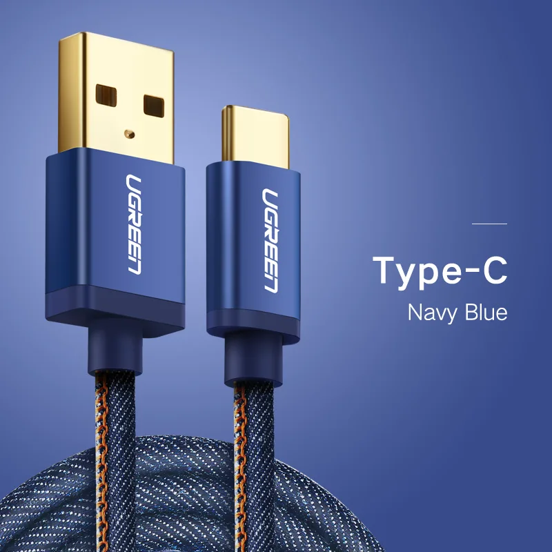 Ugreen usb type c кабель зарядное устройство кабель типа с usb зарядное устройство кабель для xiaomi mi 4c mi5 4S oneplus 2 nexus 5 5x6 P meizu usb C - Цвет: Navy Blue