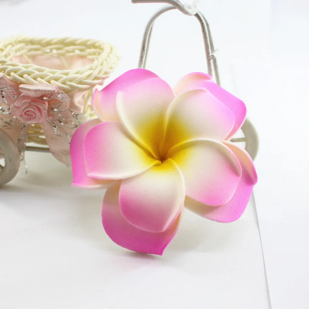 Абсолютно Ассорти цвет двойной слой пены Гавайский цветок Плюмерия Frangipani цветок Свадебный однослойный зажим для волос 6 см 8 см