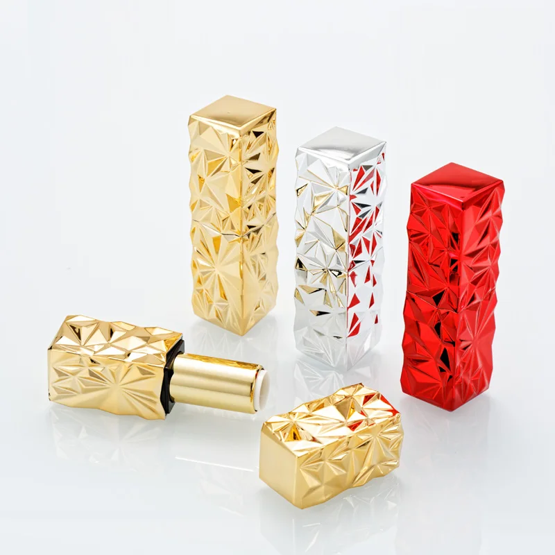 

Red Gold Silver Magnetic Buckle Mirror Lipstick Tube High-grade Empty Lip Rouge Mouth Container DIY Cosmetic 10pcs/lot
