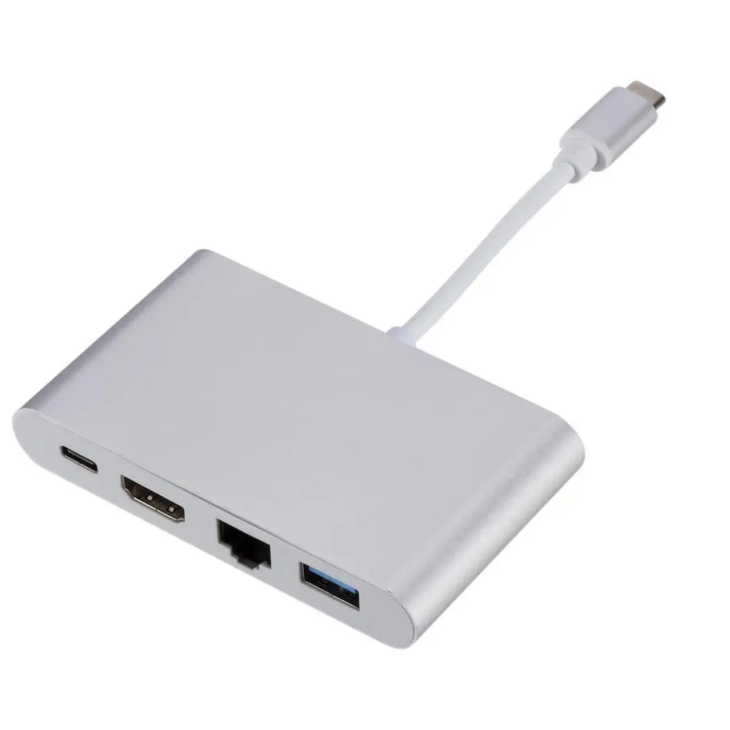 USB C к HDMI 4K RJ45 Gigabit Ethernet Type-C 3 1 Type концентратор серебряный адаптер | Компьютеры и