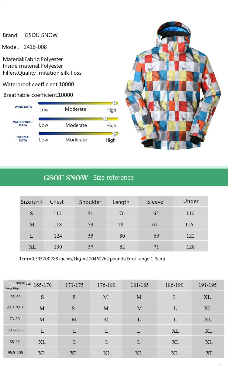 

GSOU SNOW Winter Outdoor Men's skiing Suit Wear-resistant Waterproof Windproof Ski Jacket Single Board Double Board Ski Clothes