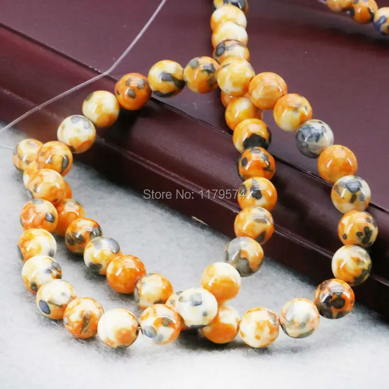 Аксессуары 8 мм желтые и черные точечные камни флейта яшмы Нефритовая свободная 15