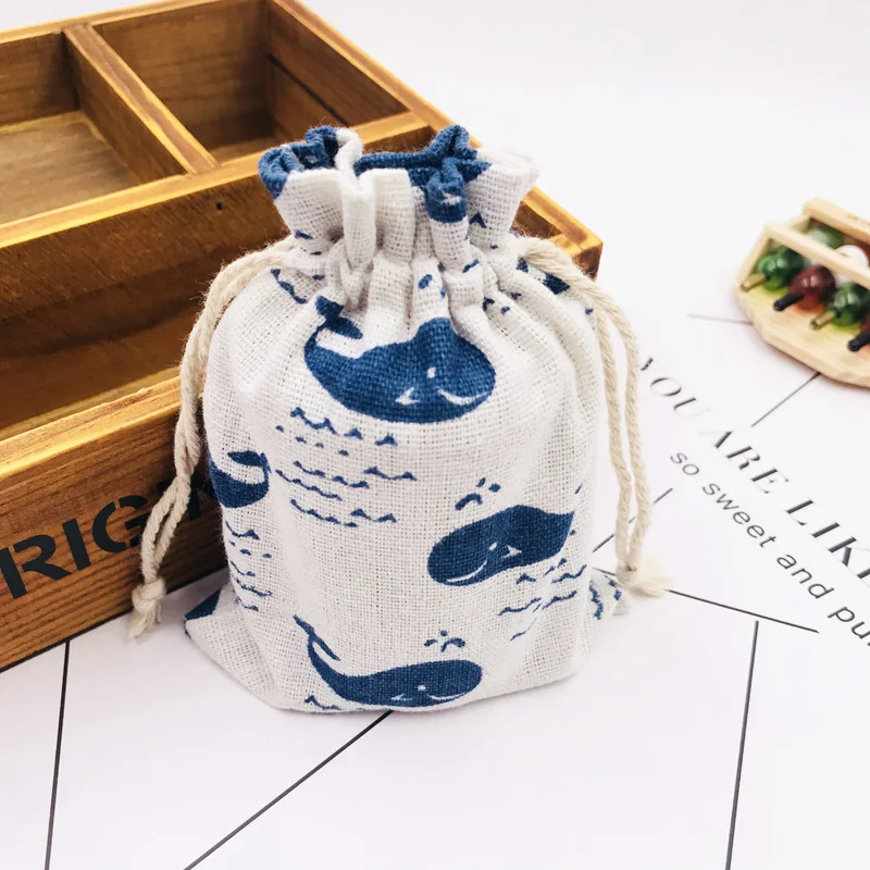Ювелирные сумки 20 шт Горячая печать Кита Drawstring сумка для хранения подарков
