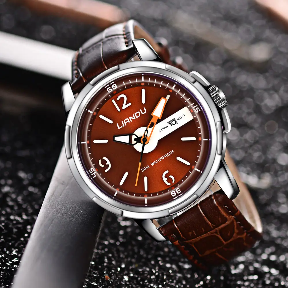 LIANDU часы мужские спорт Повседневная Часы калькулятор Световой Выгравированы