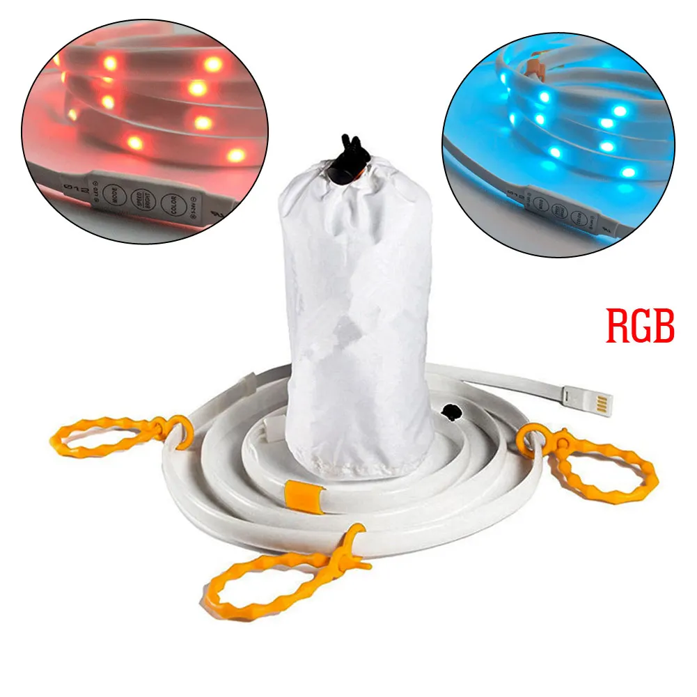 RGB USB лента портативная светодиодная веревка 150 см для кемпинга походов яркий