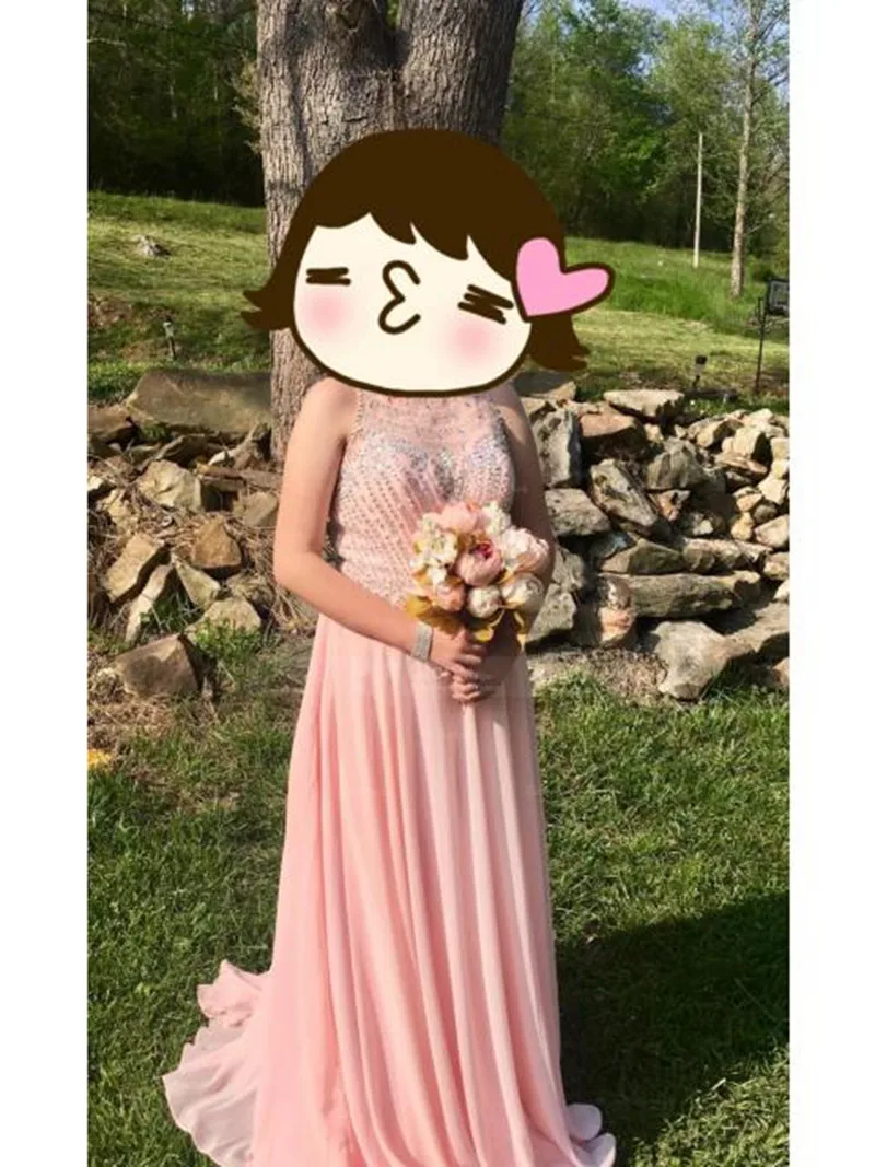 Черные/розовые вечерние платья трапециевидной формы с овальным вырезом