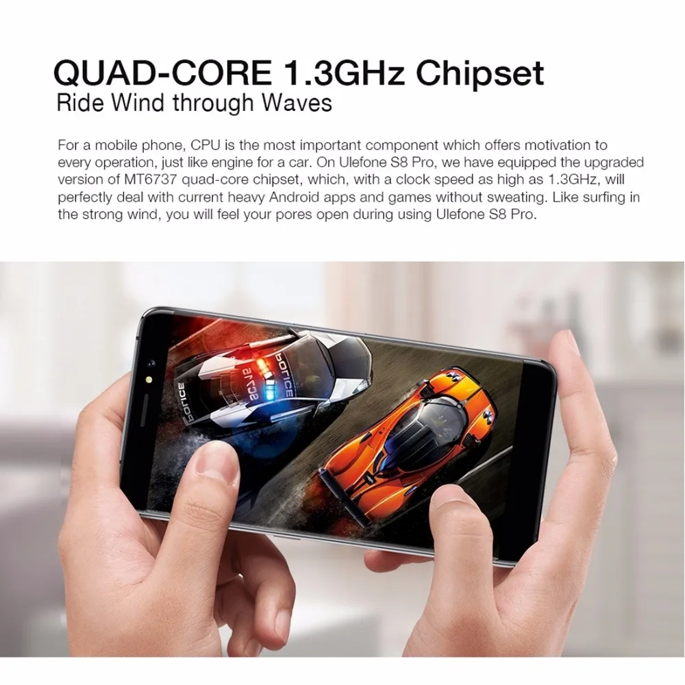 Ulefone S8 Pro двойной камеры заднего 13MP + 5mp Android 7.0 MT6737 4 ядра 2 ГБ Оперативная память 16