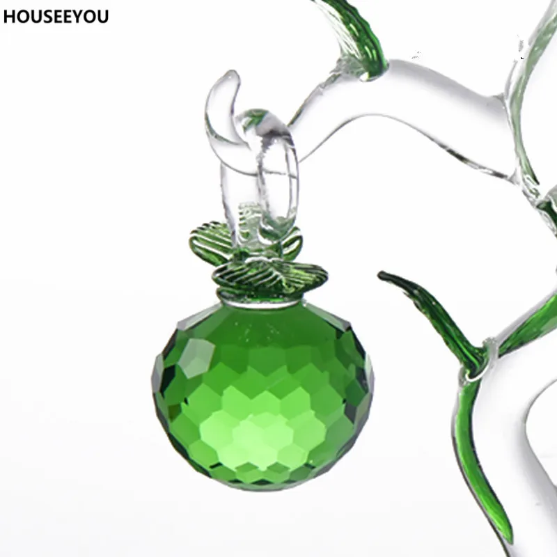 Кристаллическое зеленое яблоко украшение Fengshui стеклянные поделки домашний