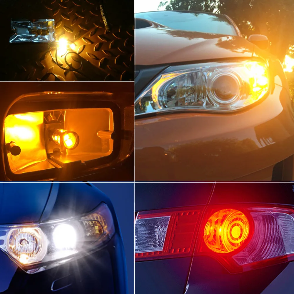 WLJH 2x T20 7443 желтый светодиодный 4014 Авто Стайлинг стоп DRL поворотный сигнальный