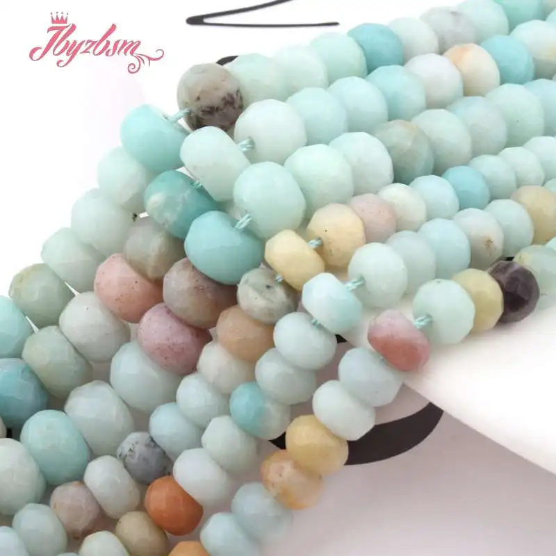 

3x6,4x8mm Rondelle Faceted Multicolor Amazonite Natural Stone Beads For DIY Necklace Bracelets Jewelry Making 15"Free Shingpping