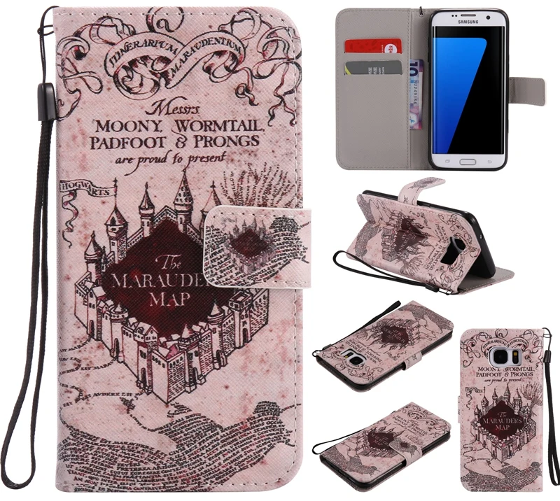 2016 Замок Слот Для Карты Бумажник PU Кожа Стенд Флип Дело Чехол для Samsung Galaxy S7 Edge