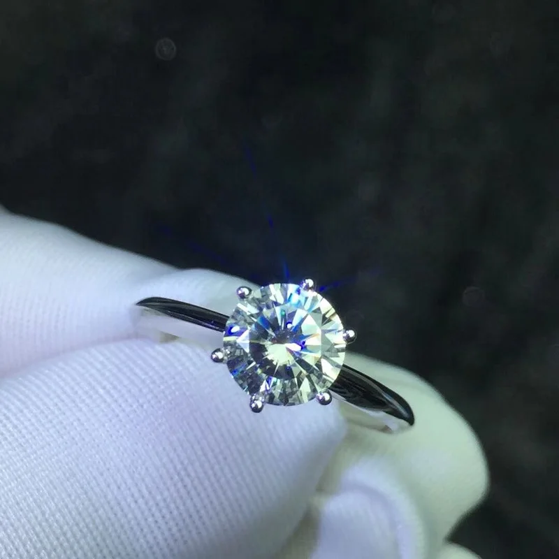 1 карат ct свадебное кольцо с бриллиантом Муассанит Оригинальное 18K 750 белое золото