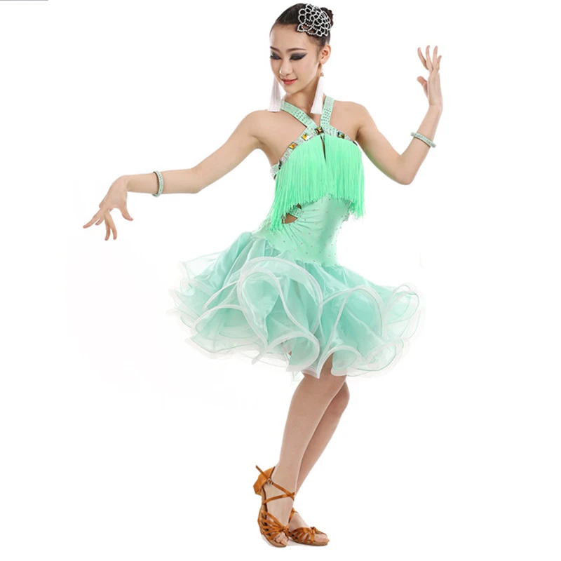 Детское платье для латиноамериканских танцев с кисточками|Латинский| |