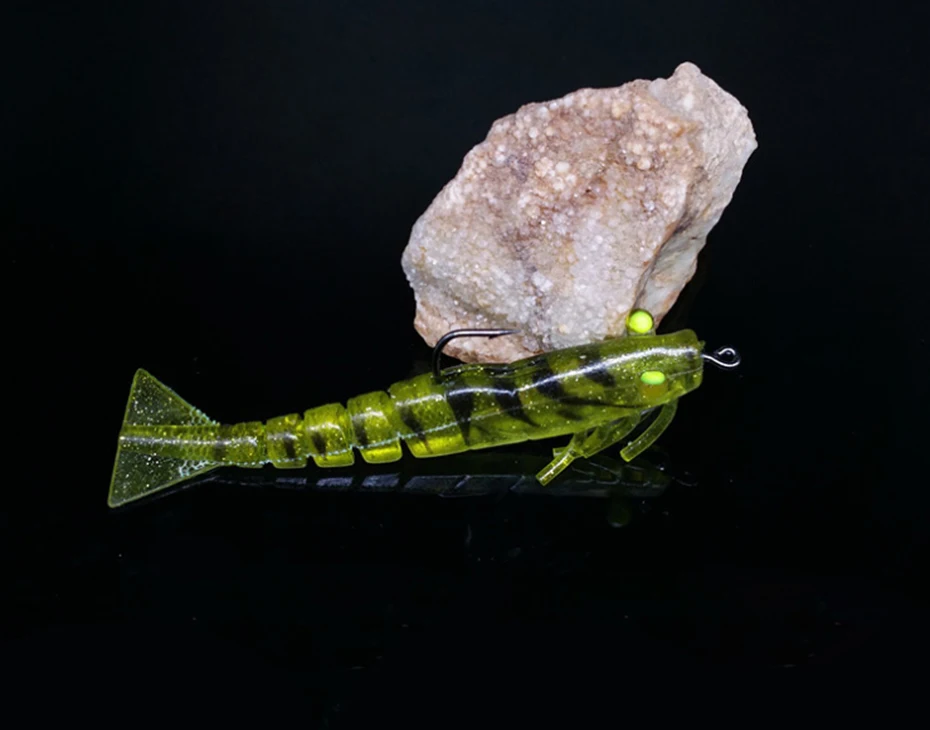 YINGTOUMAN 2PCS/LOT 9.5 cm 10 g Soft Bait Multi-section Shrimp Shape with Crank Hook Beads Fishing Lure Colorful | Спорт и