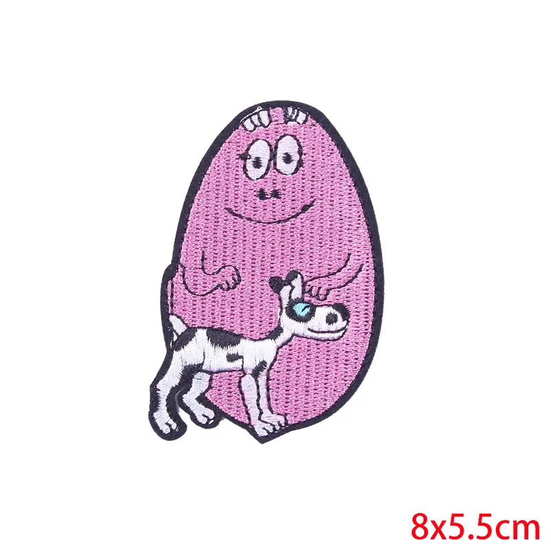 Серый цвет с красноватым отливом Prajna DIY Barbapapa аниме мультфильм нашивки железные на вышитые нашивки для аппликация на одежду значок на детская одежда футболка - Цвет: Серый цвет с красноватым отливом