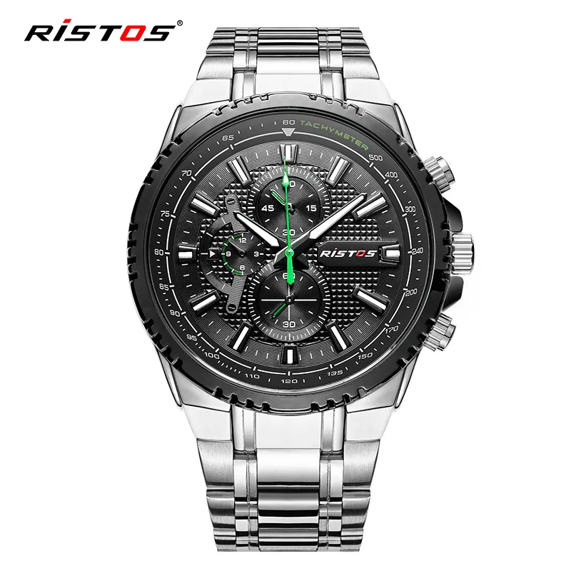 RISTOS 2020 военные мужские кварцевые часы из нержавеющей стали Reloj Hombre наручные Masculino