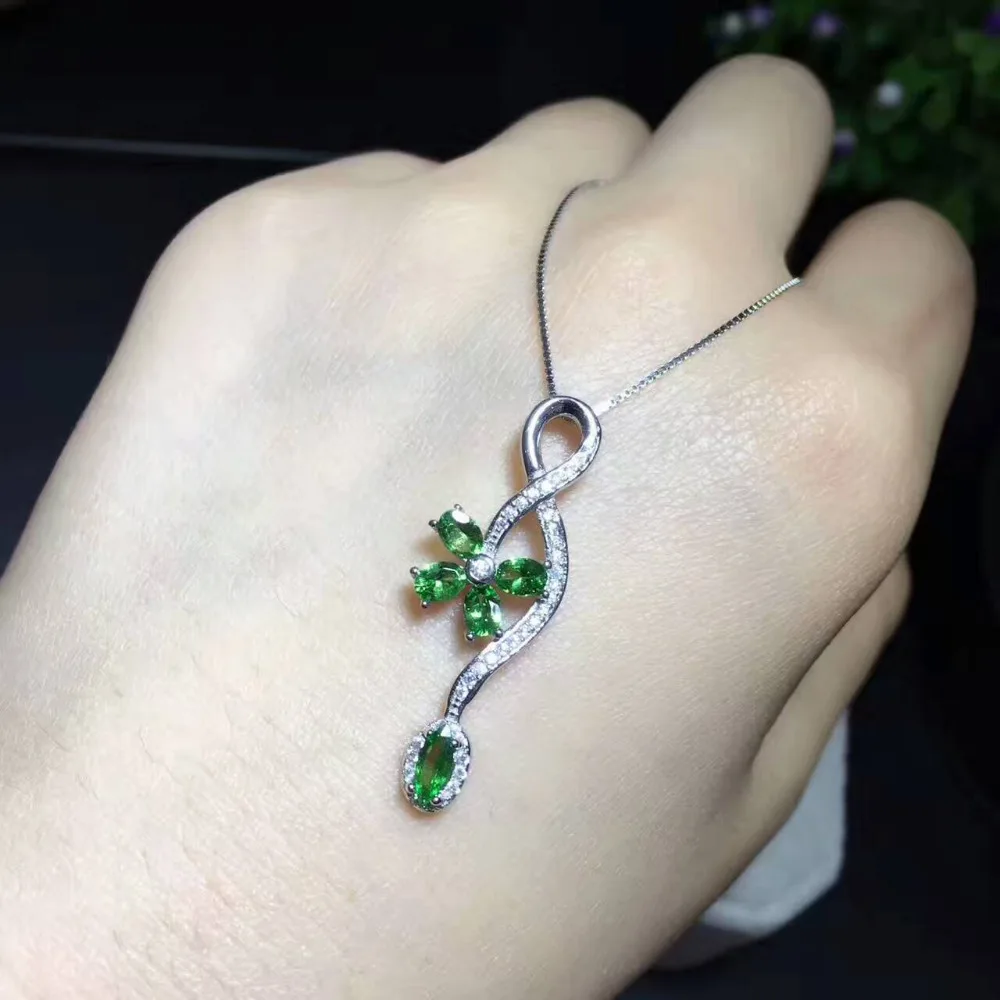 Цепочка с подвеской из натурального таворита серебро 925 пробы | Украшения и