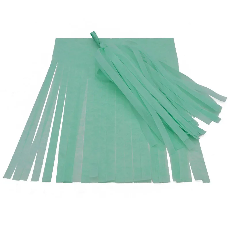 mint green 5 шт. 14 дюймов гирлянда из папиросной бумаги с кистями для свадебного украшения DIY День Рождения Вечеринка детский душ вечерние принадлежности - Цвет: mint green