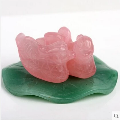 

Natural pink crystal mandarin duck decoration mascot wedding gift 35*13*22mm