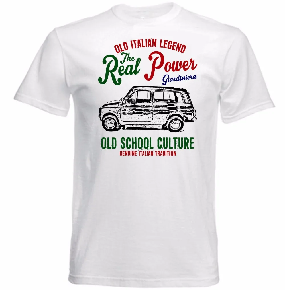 

T-Shirts Fashion 2018 Summer New Men Cotton T-Shirt Vintage Italian Car 500 Giardiniera O-Neck Sunlight Men T-Shirt