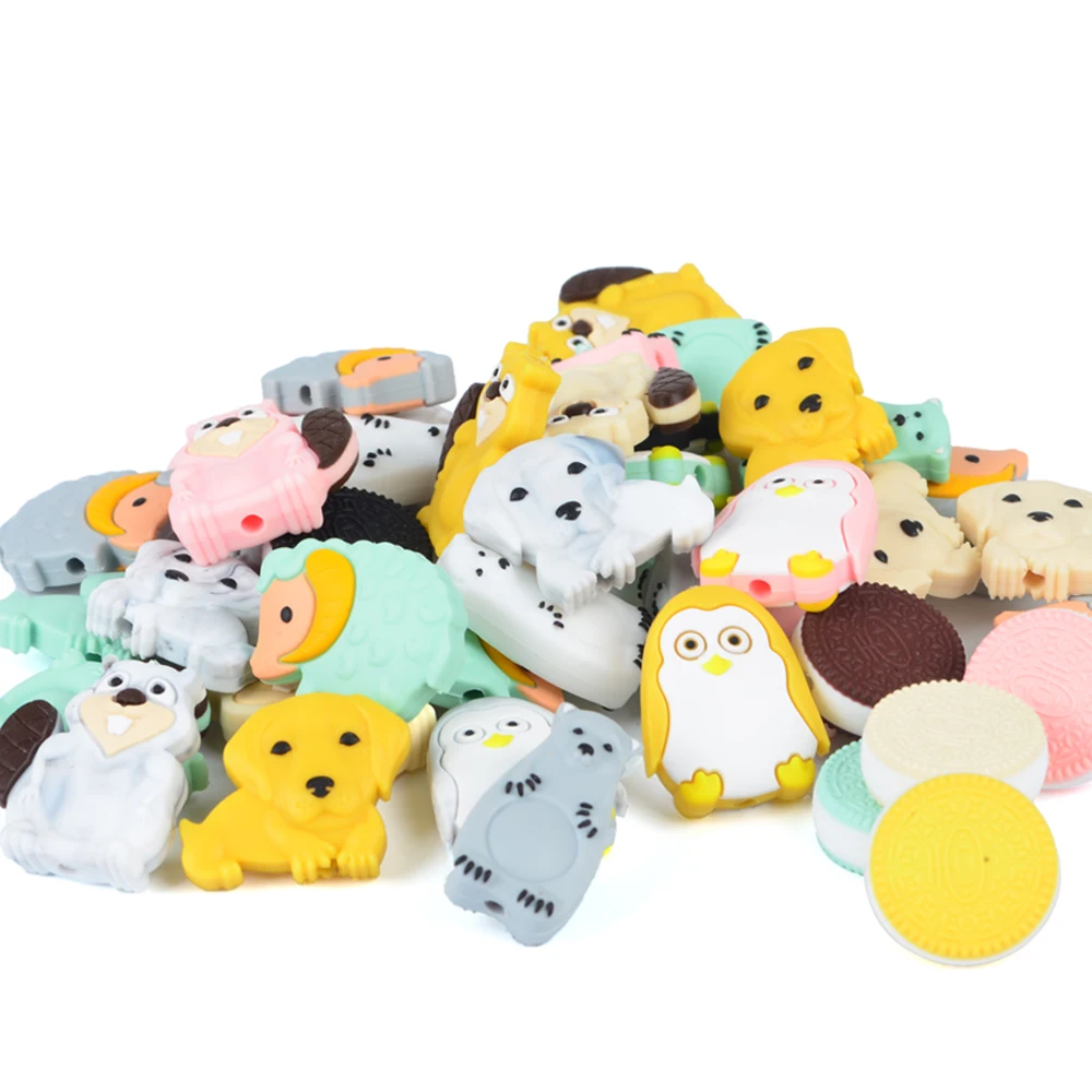 LOFCA-Mini oso Polar de silicona para beb&eacute;, mordedor de animales sin BPA, juguetes de dentici&oacute;n para beb&eacute;, lote de 5 uds.-2