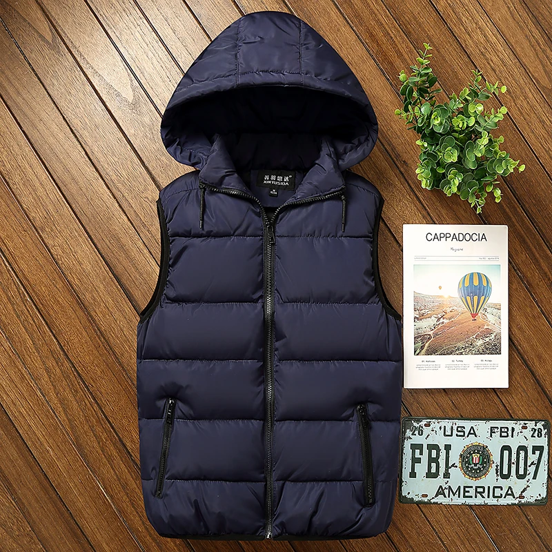 

Cotton feather waistcoat of new fund of 2020 autumn winters with thick warm hooded vest men's cultivate one's morality