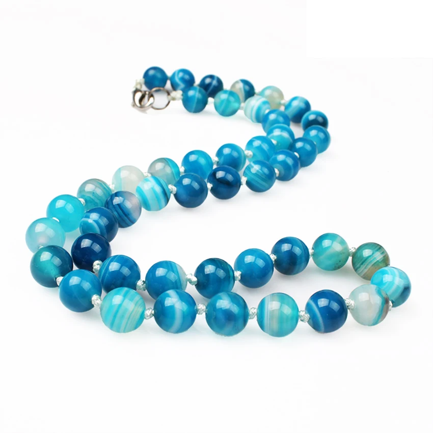 48 стиль натуральный камень бусы колье синий 45 см ожерелье 6/8/10/12 мм узелковая